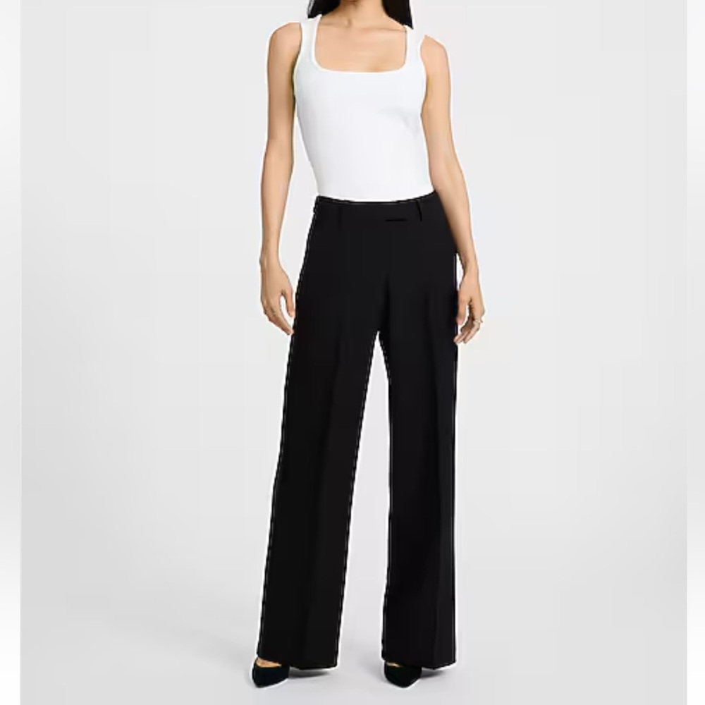 Express Editor Studio Stretch Twill Mid Rise Trouser – Black, Size 10